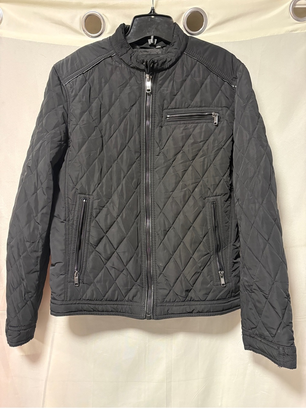 Zara Black Quilted Moto Jacket Size Medium